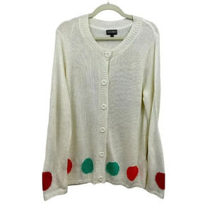 NWOT Vintage Casamia Cardigan Sweater, Long Sleeves, Polka Dots, White, Large